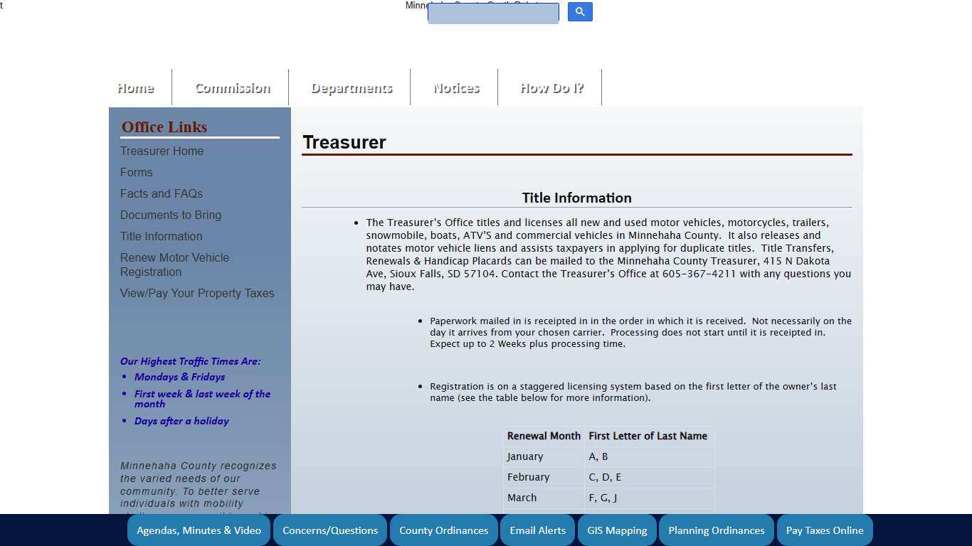 Minnehaha County, South Dakota Official Website - Treasurer