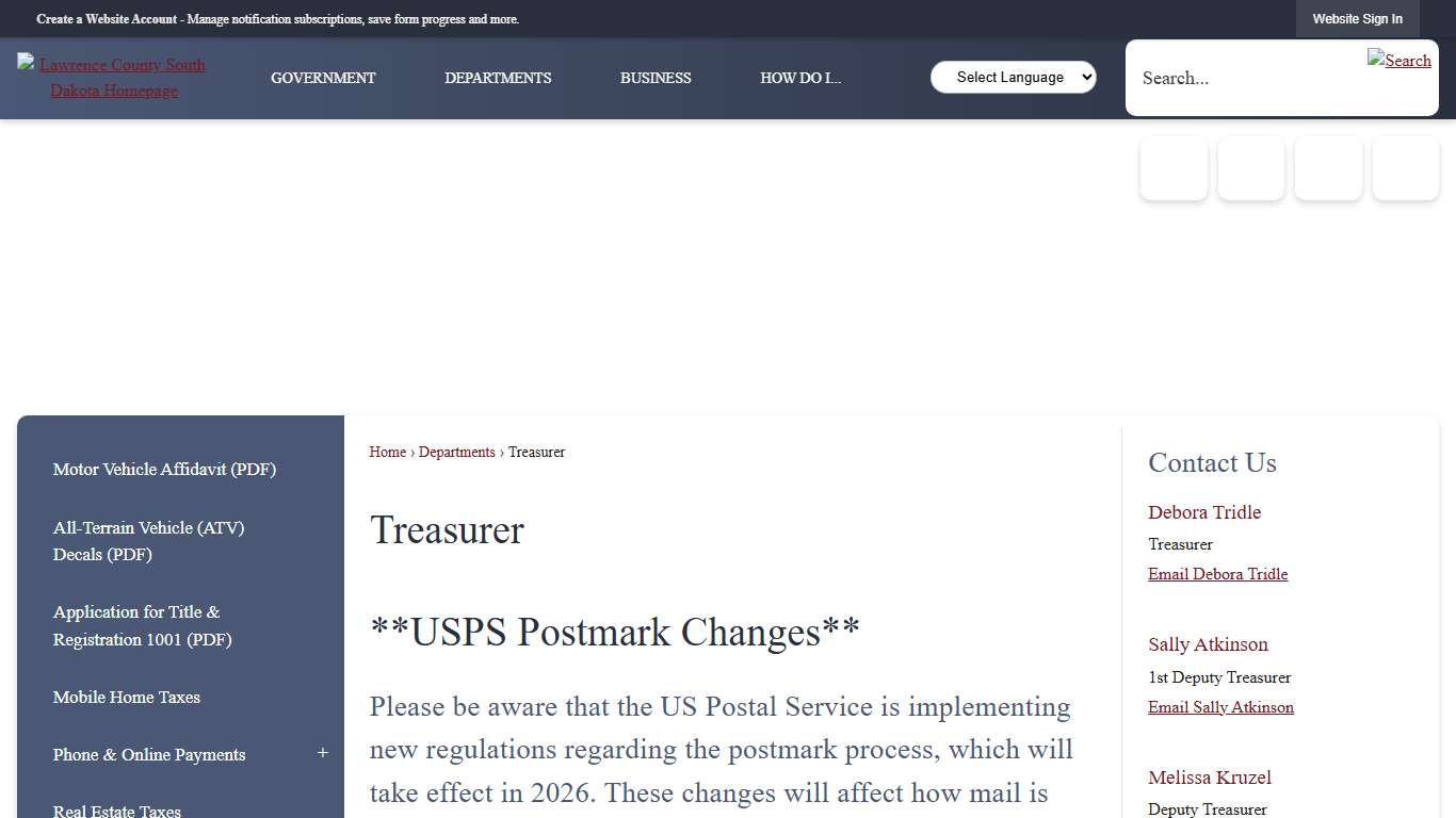 Treasurer Lawrence County, SD